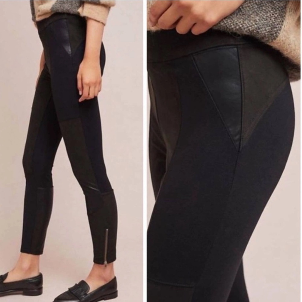 Anthropologie Size 26 Black Faux Suede/Leather pants